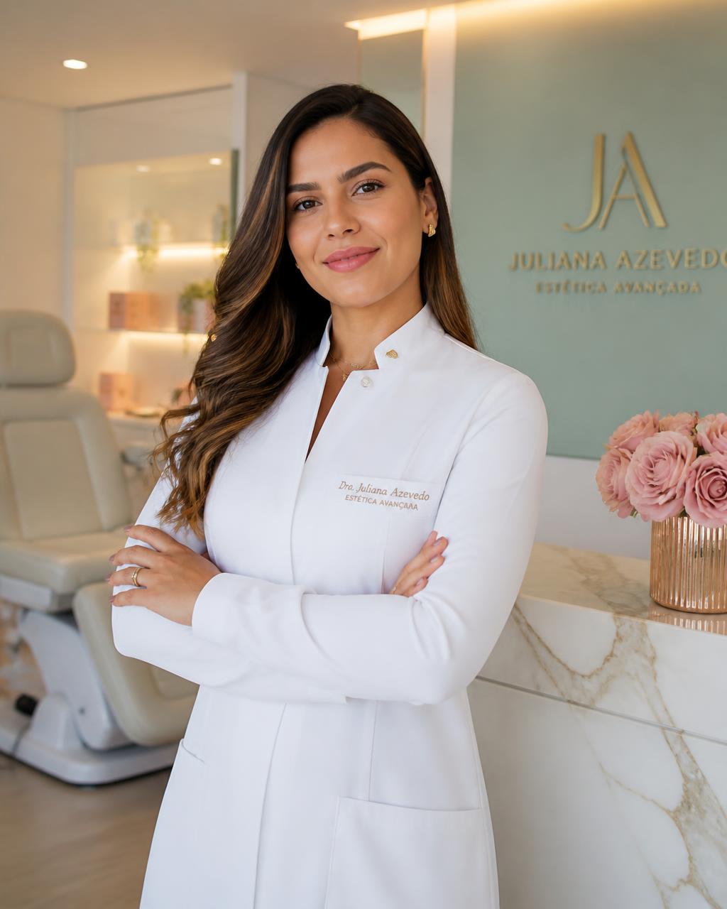 Profissional da saúde estética em clínica moderna e clara